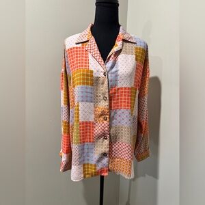 Willow & Root  Multicolor Patchwork Shirt Size Small| | Cottagecore‎ meets Retro